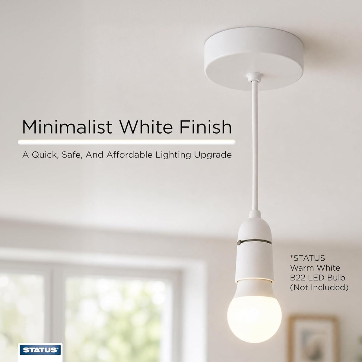 Status 6-Inch White Bayonet (B22) Ceiling Pendant Light Fitting