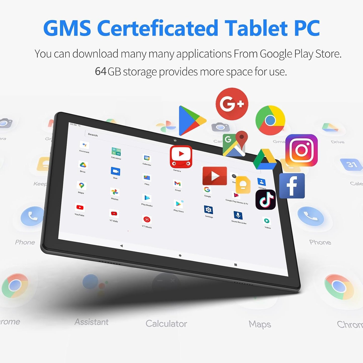 VASOUN Tablet 10 inch, Android 15 Tablets with 12(3 + 9 Expandable) GB RAM 64GB ROM,1280 x 800 HD IPS Display, Wifi, 1.6GHZ Quad Core Processor, Dual Camera, Bluetooth，Tablet PC (Black)