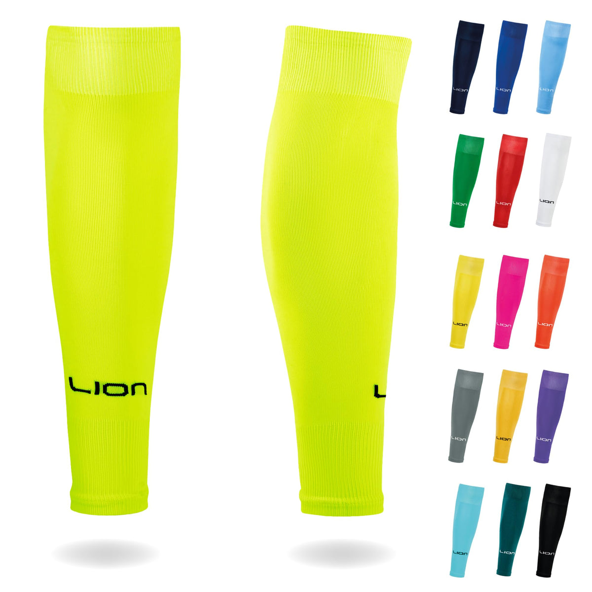 LION SPORTSWEAR Football Sock Sleeves To Accompany Grip Socks - Fits Over Calf/Shin Pads - Variety Of Colors To Match Your Team Kit