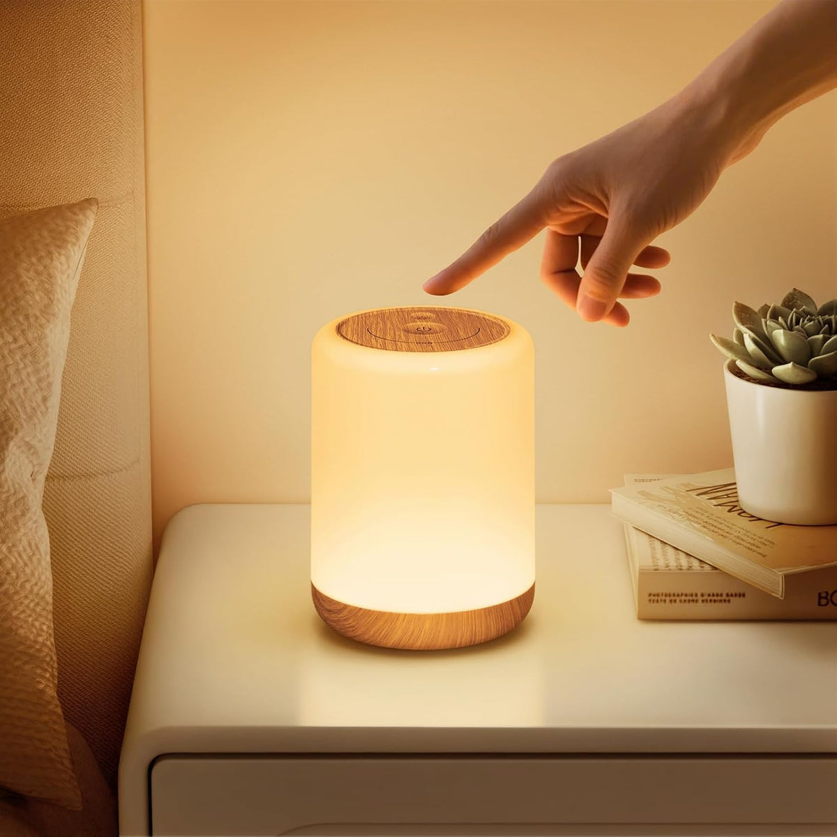 Night Light, Dimmable Touch Bedside Lamp with 256 RGB, Timer, Memory