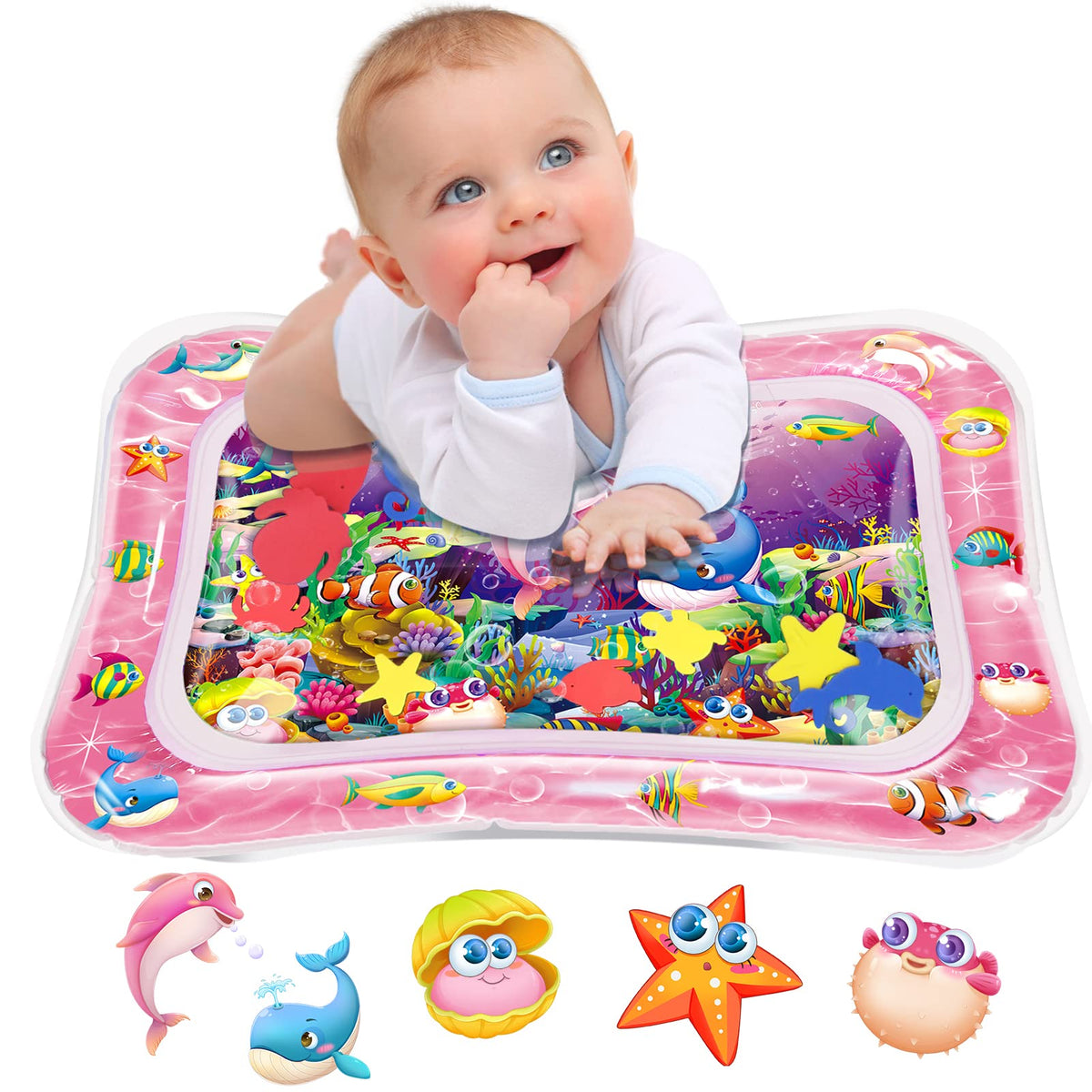 Infinno Inflatable Tummy Time Mat Premium Baby Water Play Mat for Infants and Toddlers Baby Toys for 3 to 24 Months, Strengthen Your Baby's Muscles, Portable