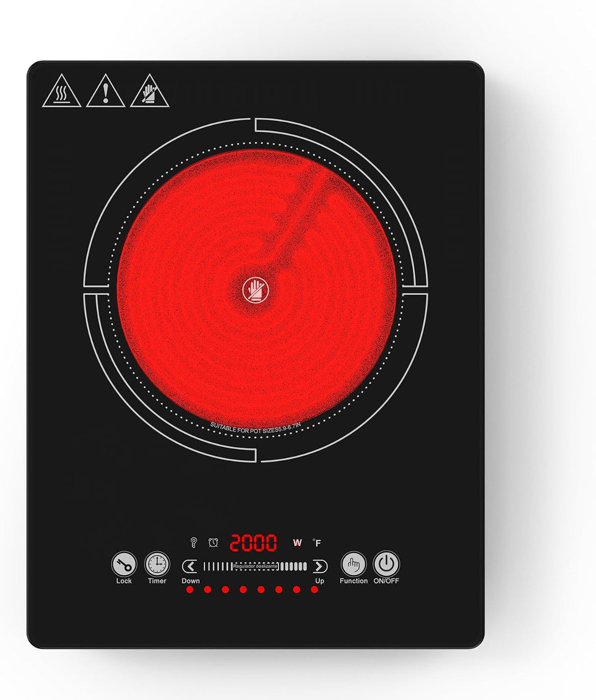 GIHETKUT single electric hob,220V 2000W Electric Hob with LED Touch Control,10 Power Levels, 4H Timer, Safety Lock,portable single burner hob Overheat protection