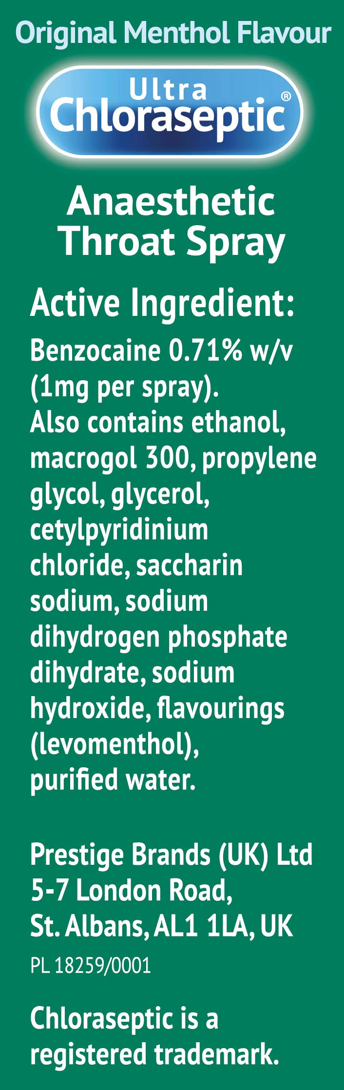Ultra Chloraseptic Honey and Lemon, Sore Throat Pain Relief Spray 15ml