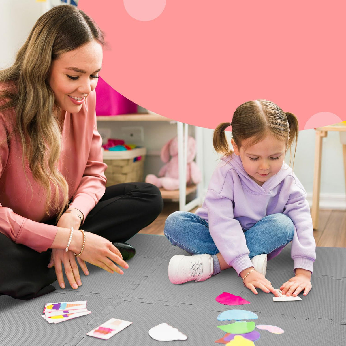 kidoola Foam Baby Play Mat (29x29cm) – Thick & Soft EVA Foam Interlocking Floor Tile Matting for Children – Large Multi Colour, Safe & Comfortable 7mm Thick Play Flooring (9pc)