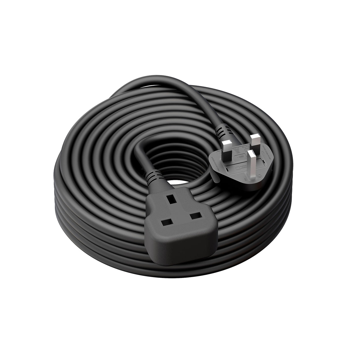 LIPWEL Outdoor Extension Lead 15m Extra Long Cable UK 13A Fused Plug Extension Socket Black 1 Way Socket Outside Using for Garden