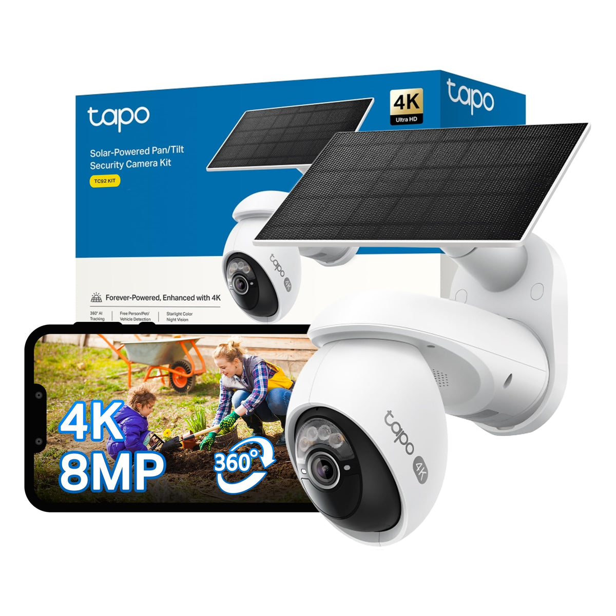 Tapo TC90 KIT 2K 3MP Solar Pan/Tilt Outdoor Security Camera Wireless