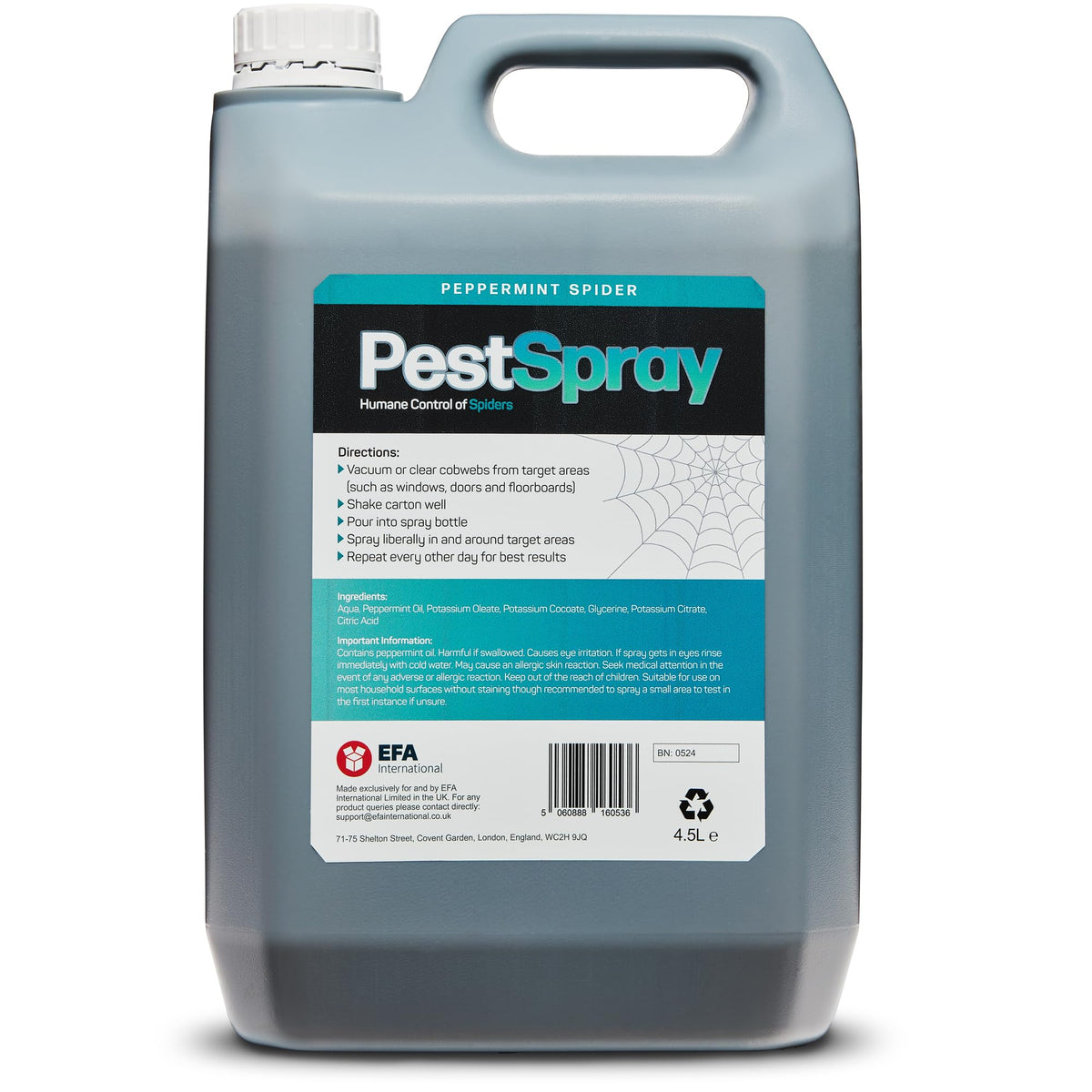 Peppermint Spider PestSpray, Peppermint Oil Spray, Spider Repellent, 250ml Bottle, Suitable Indoor & Outdoor Use