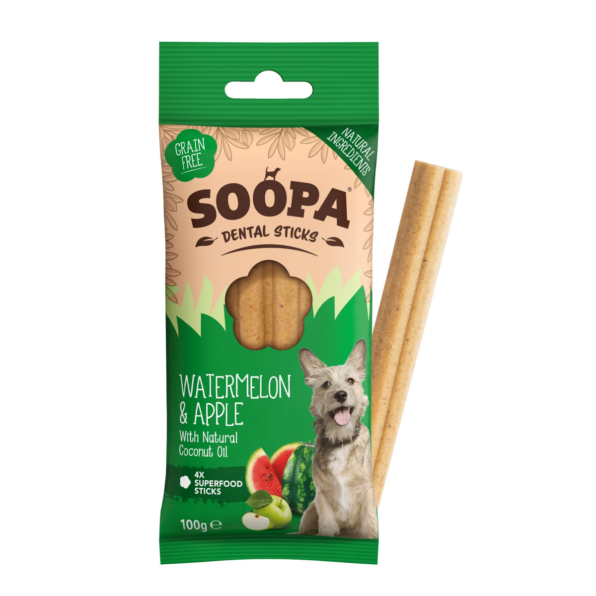 Soopa Carrot & Pumpkin Dog Dental Sticks, Chews to Clean Teeth, 100 g, 1-Pk