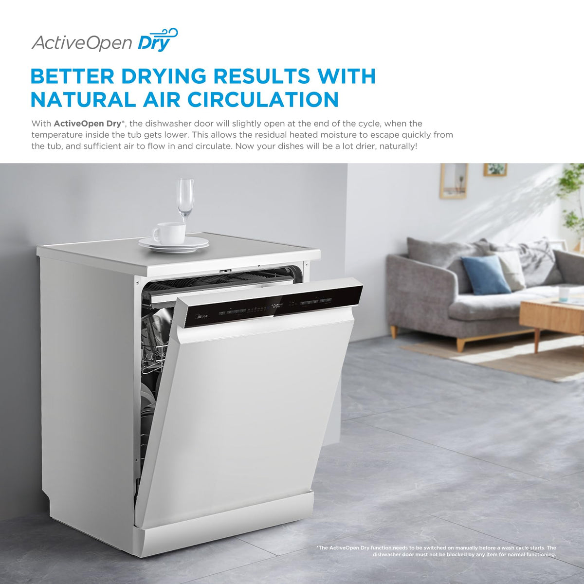 Midea 60cm Freestanding Dishwasher, 14 Settings, Stainless Steel