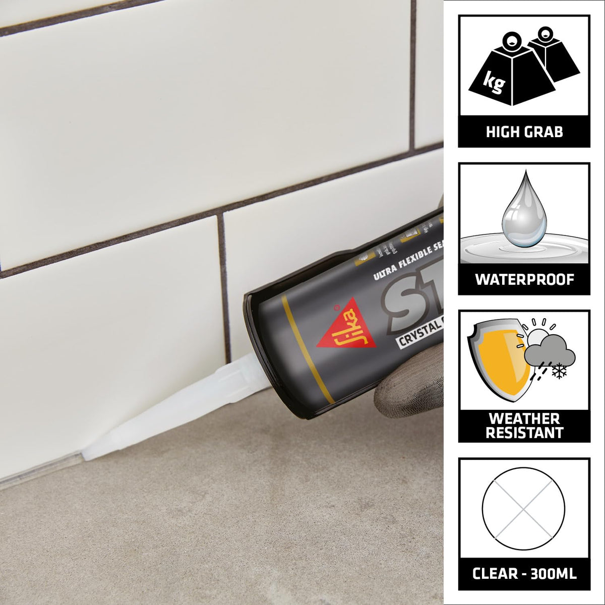 Sika Stixall Extreme Power Sealant And Adhesive, Crystal Clear, 290ml