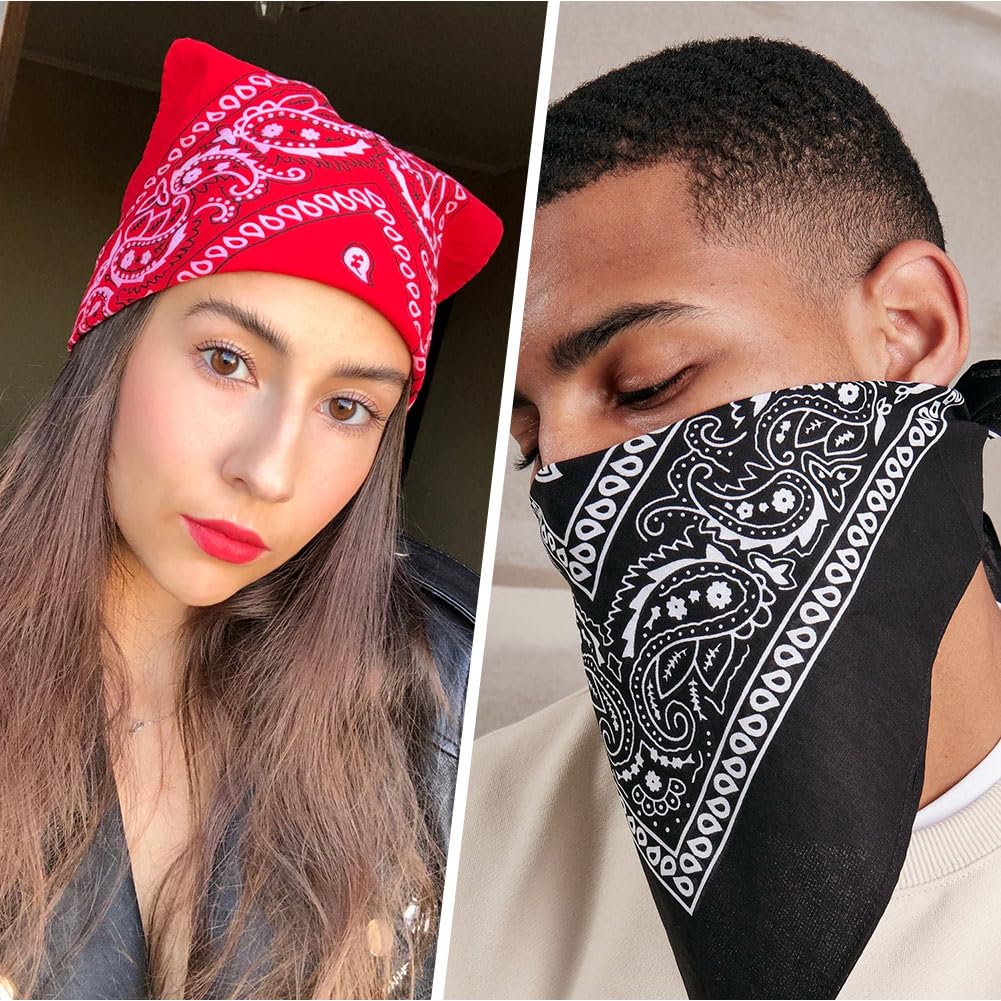 Aomig Bandana Head Scarf for Men and Women, Stylish Cowboy Headband Handkerchief, Multi-purpose Hair Scarf Paisley Print Unisex Headwraps, Bib Party Face Covering Headwear for Motorcycling