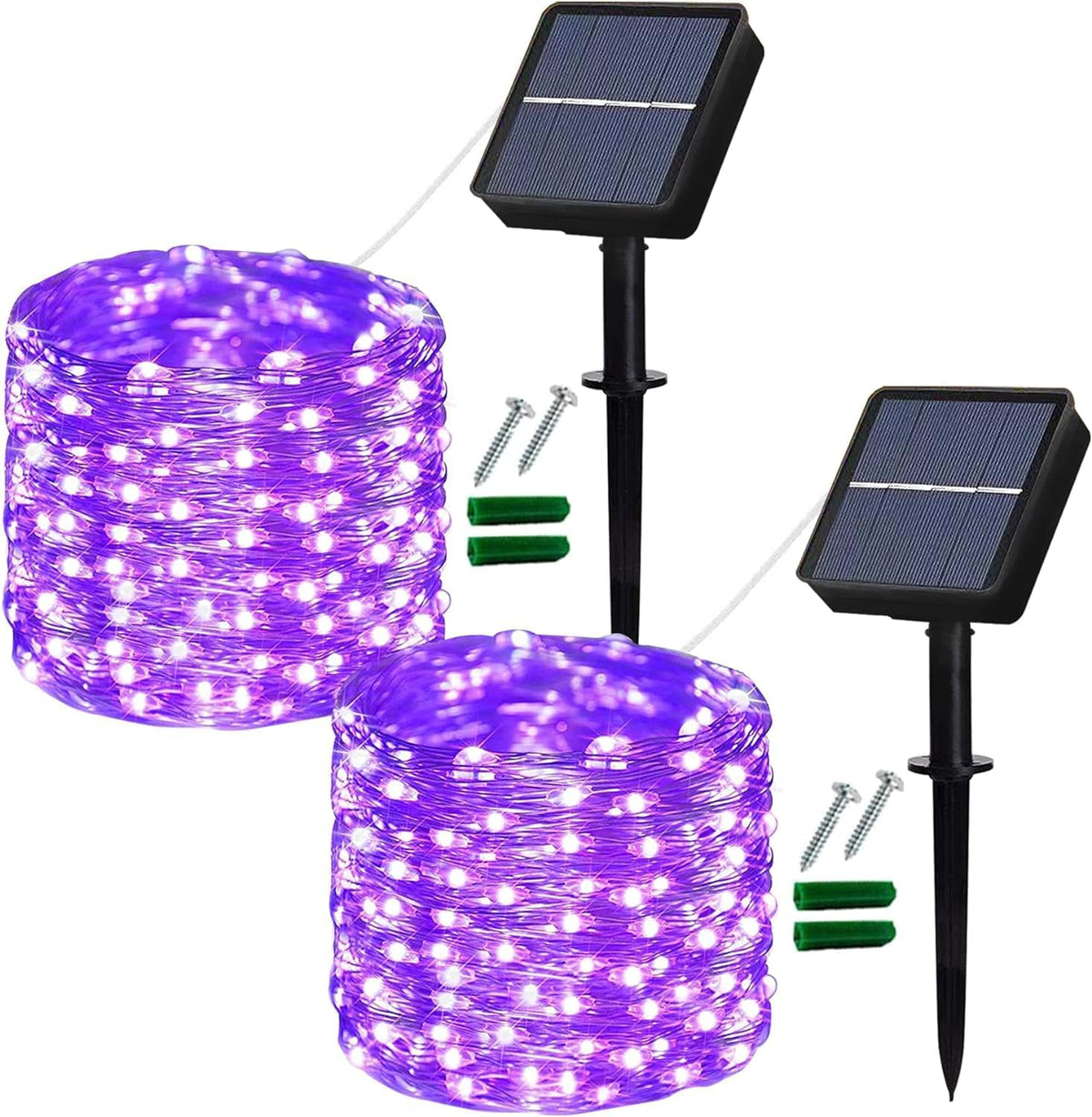 Lezonic 2Pack Solar String Lights Waterproof,12M/40Ft 120LED Garden Lights