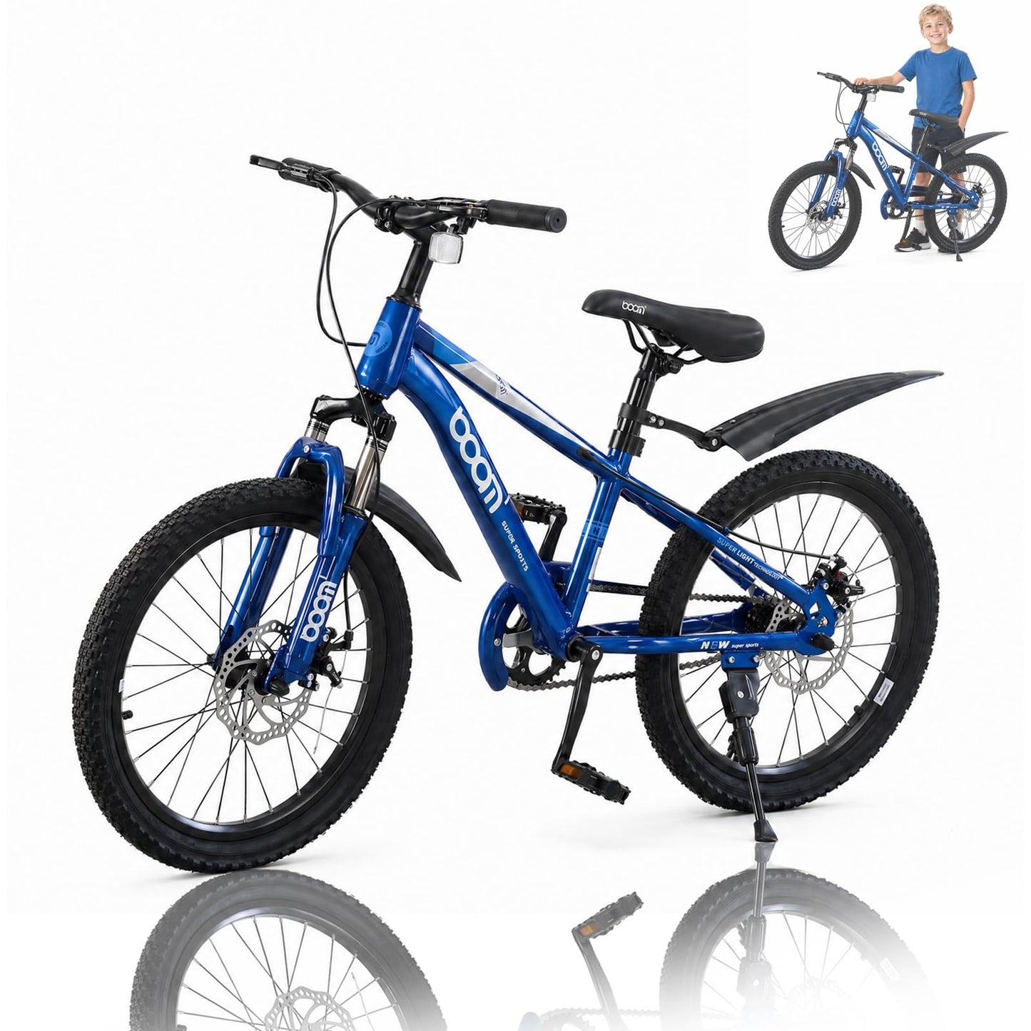 BSTSEL Kids Road Bike 18" with Front Suspension, Disc Brakes & Kickstand — Pink