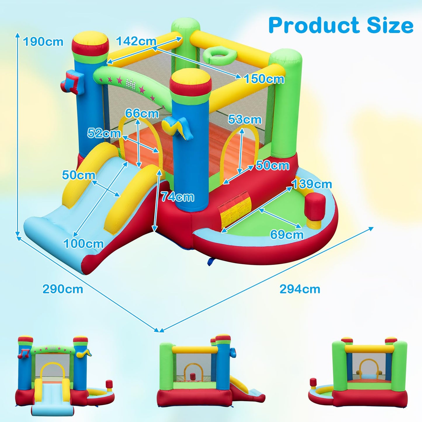 Maxmass 5-in-1 Kids Inflatable Bounce House with Slide & Ball Pit — 294x290x190cm | Ages 3-12