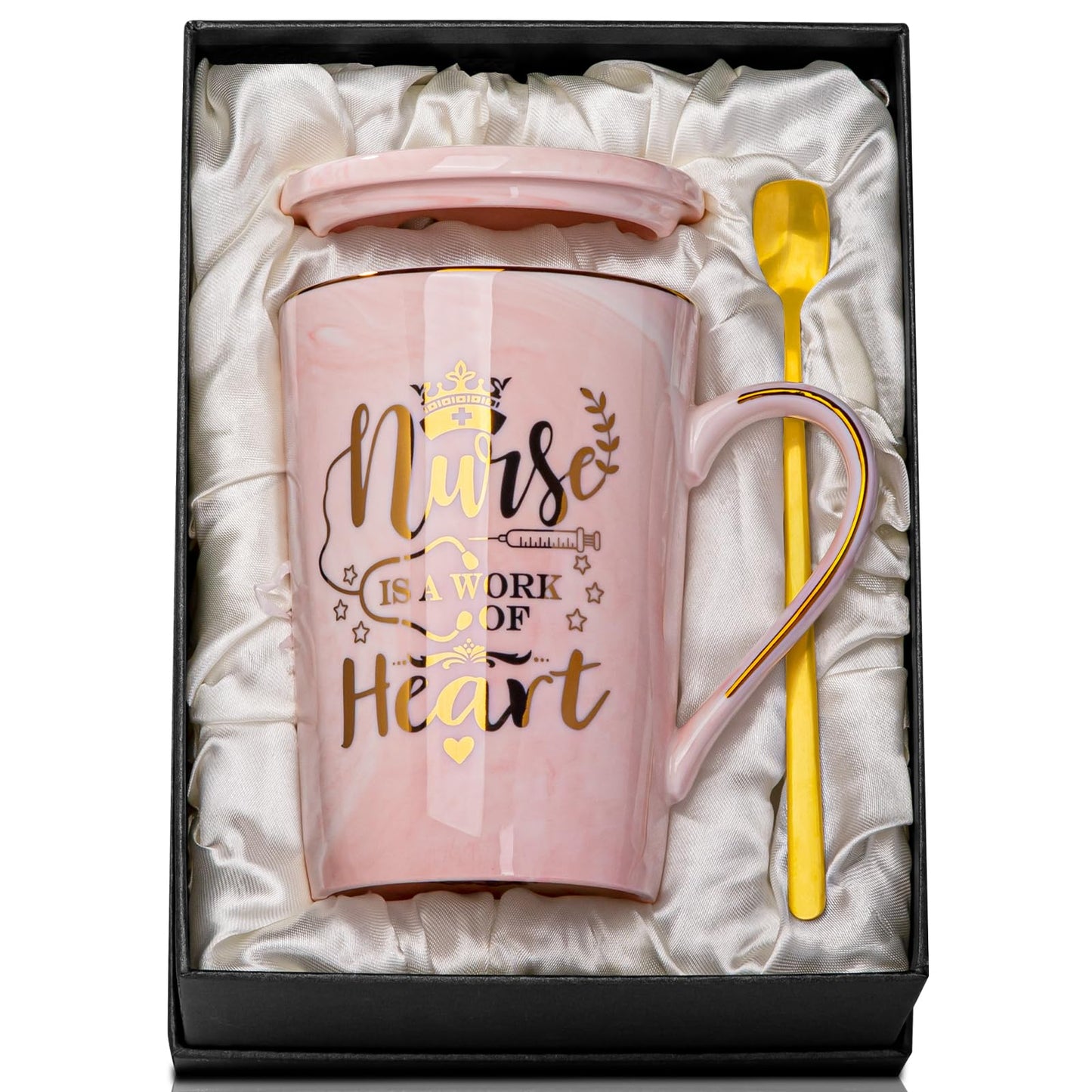 Unique Teacher Appreciation Gifts for Women - Best Teacher Gifts for Teachers, 14oz Pink Marble Ceramic Coffee Mug Printed with Gold, Retirement Birthday Graduation Ideas, End of The Year, Gift Boxed