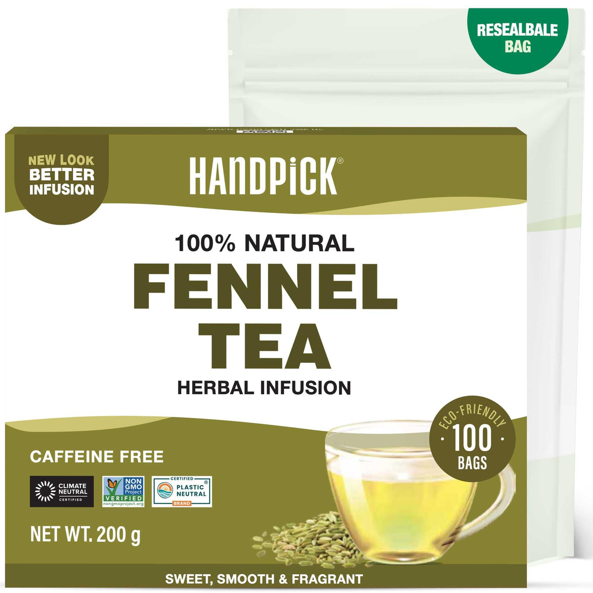 HANDPICK, Spearmint Tea Bags (100 Count), Spearmint Leaf Tea Bags