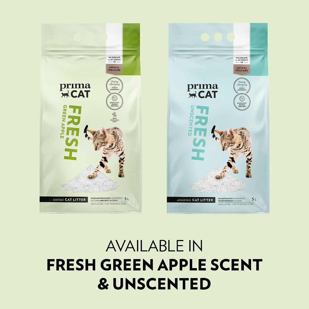 PrimaCat - Hygienic Apple Scented Cat Litter, Long Lasting Clay, 5L (4kg)