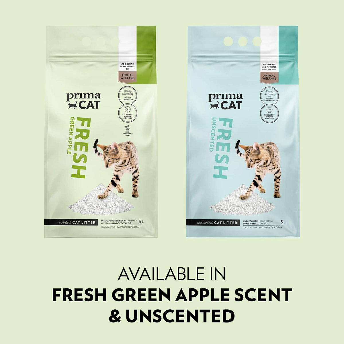 PrimaCat - Hygienic Apple Scented Cat Litter, Long Lasting Clay, 5L (4kg)