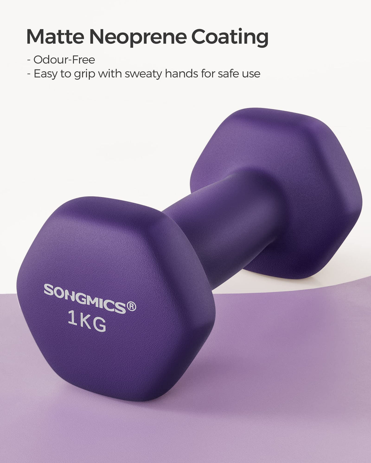 SONGMICS Set of 2 Hex Dumbbells with Neoprene Coating for Strength Training, Fitness, Home Workout