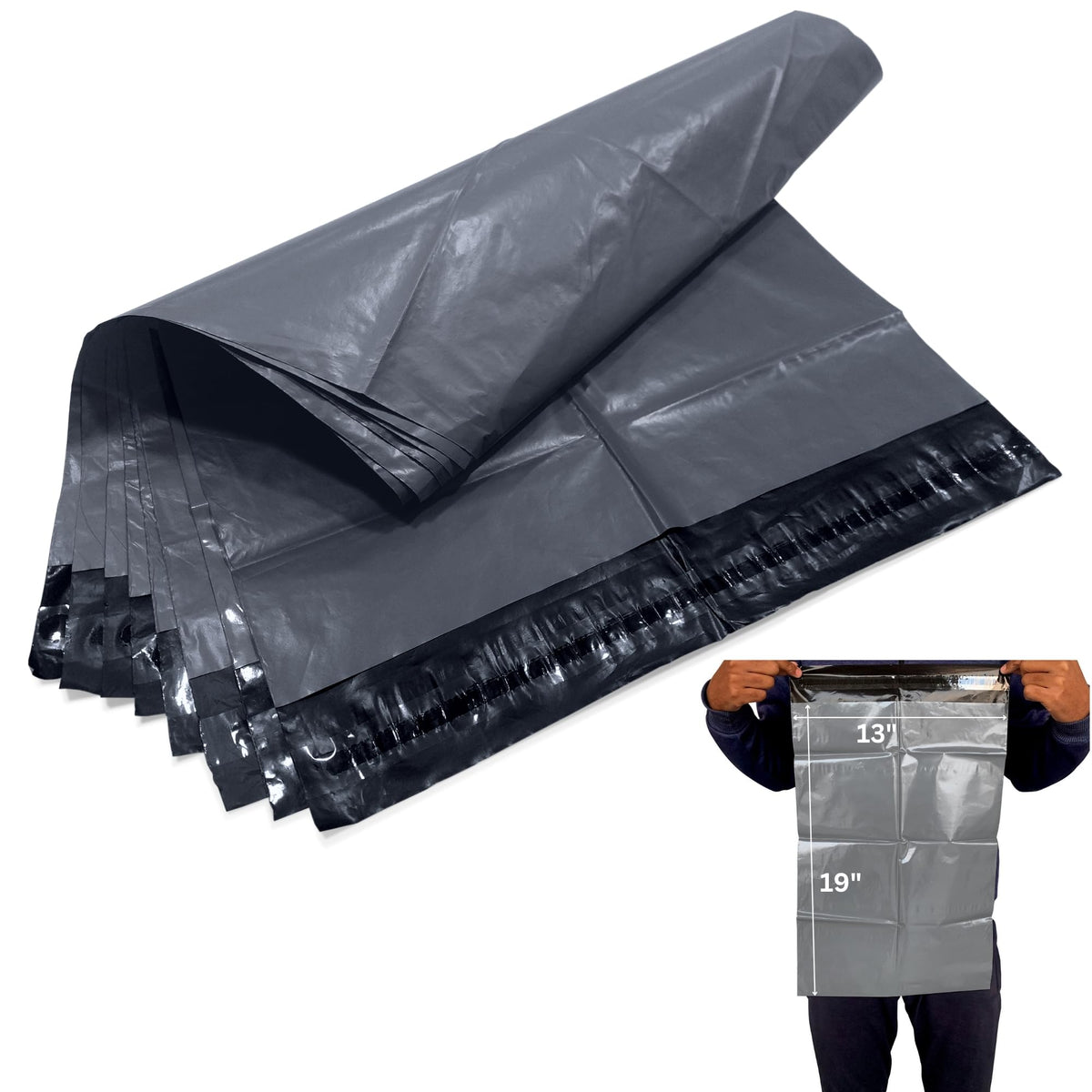 JeeJaan® 200 Small Grey Parcel Bags 4" x 6" (102 x 152mm) Strong Poly Mailer Small Postage Mailing Bags Courier Shipping Postal Bags - Posting Packing Envelopes