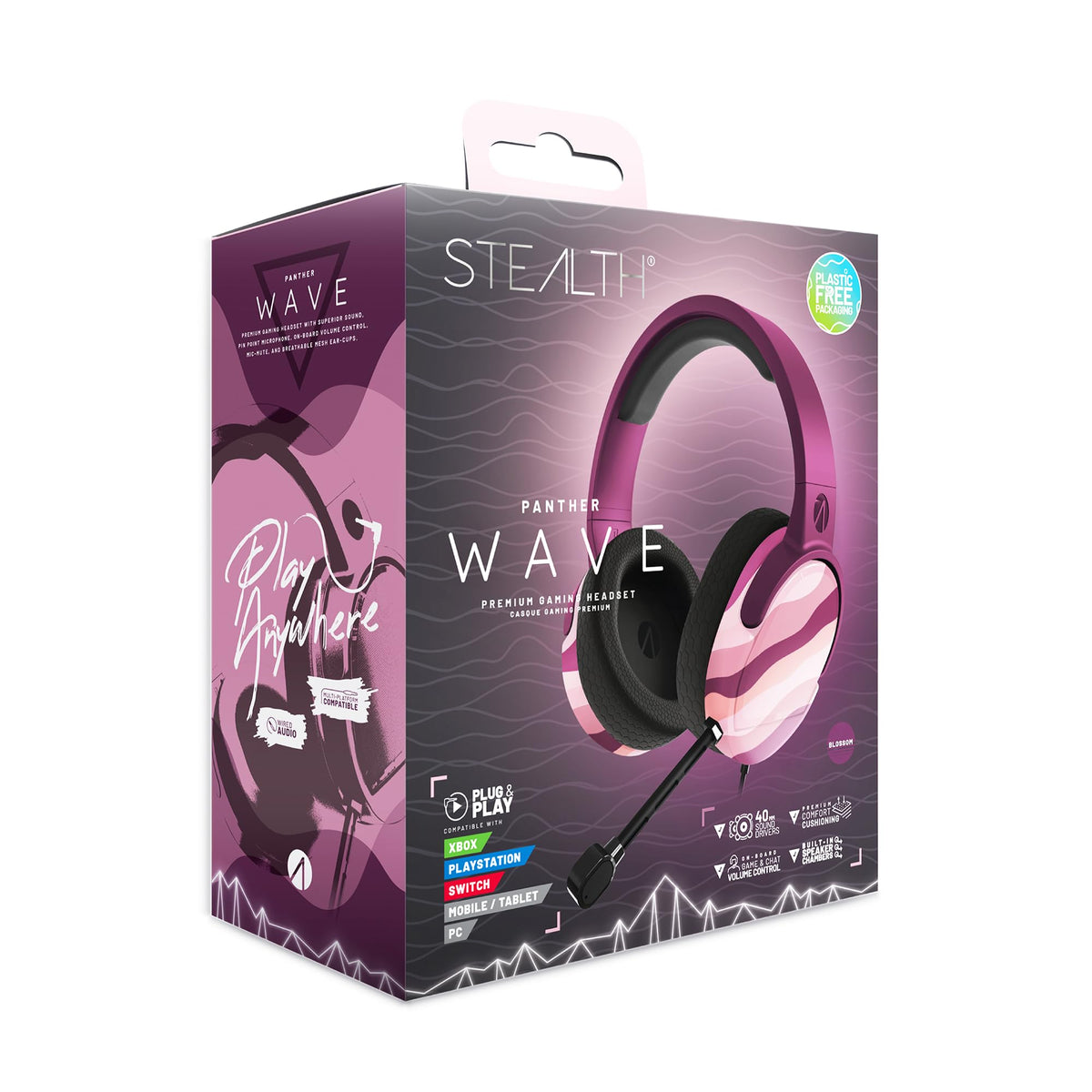 STEALTH PANTHER Sky - Over Ear Gaming Headset PS4/PS5, XBOX, Switch, PC with Flexible Mic, 3.5mm Jack, 1.5m Cable, Lightweight, Comfortable and Durable