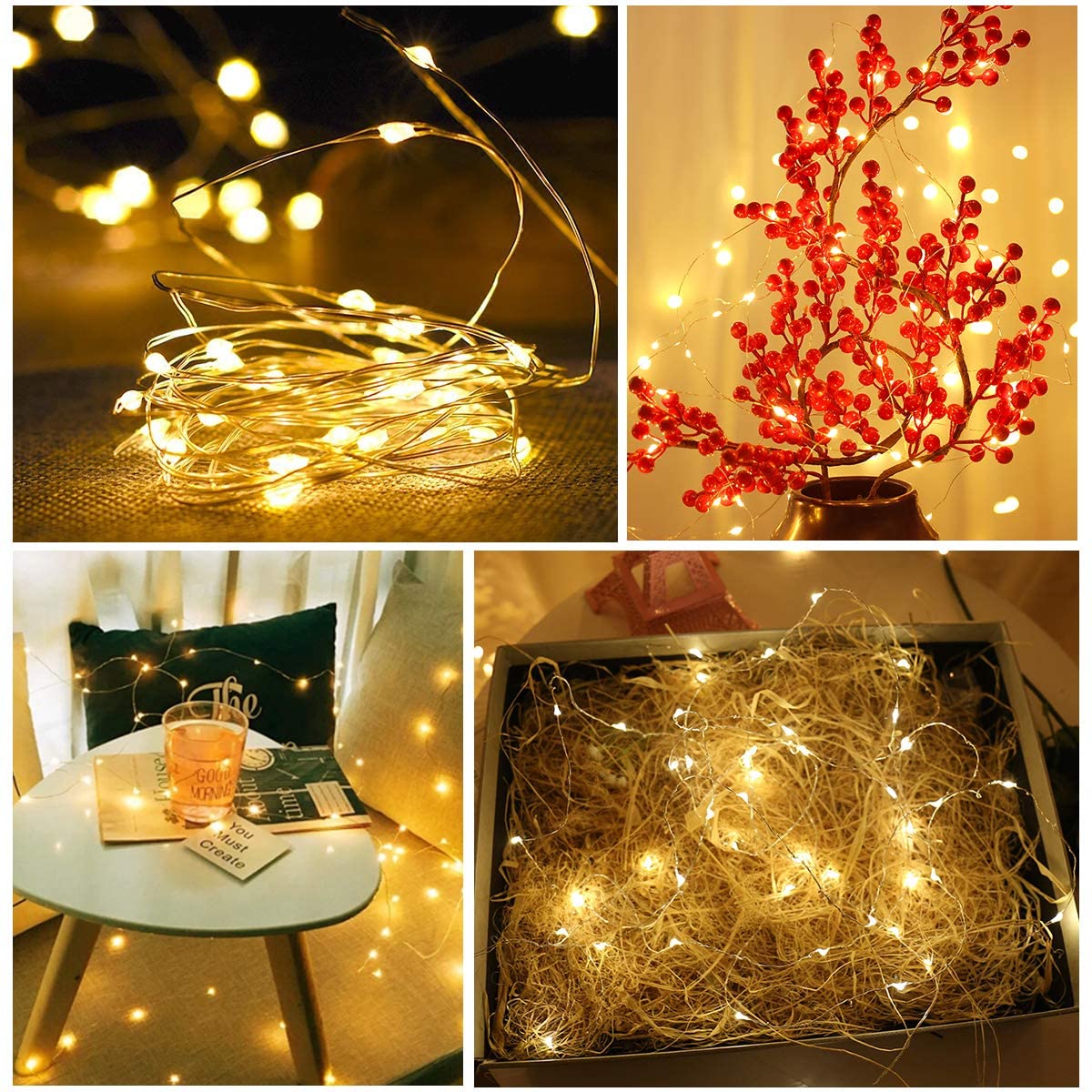 Dalugo Orange Fairy Lights, 3M/10ft Amber Fairy Lights, 30 LED Halloween Battery Lights for Autumn Halloween Christmas Decorations, Fireplace, Home Decor