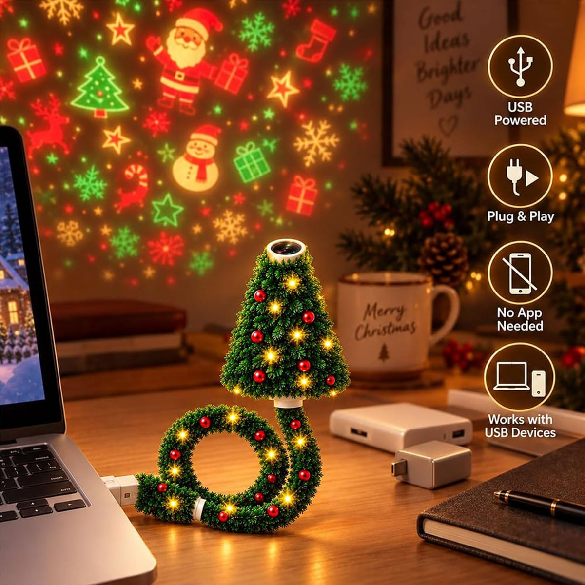 2027 New Christmas Projector Light, Plug and Play HD Christmas Projector