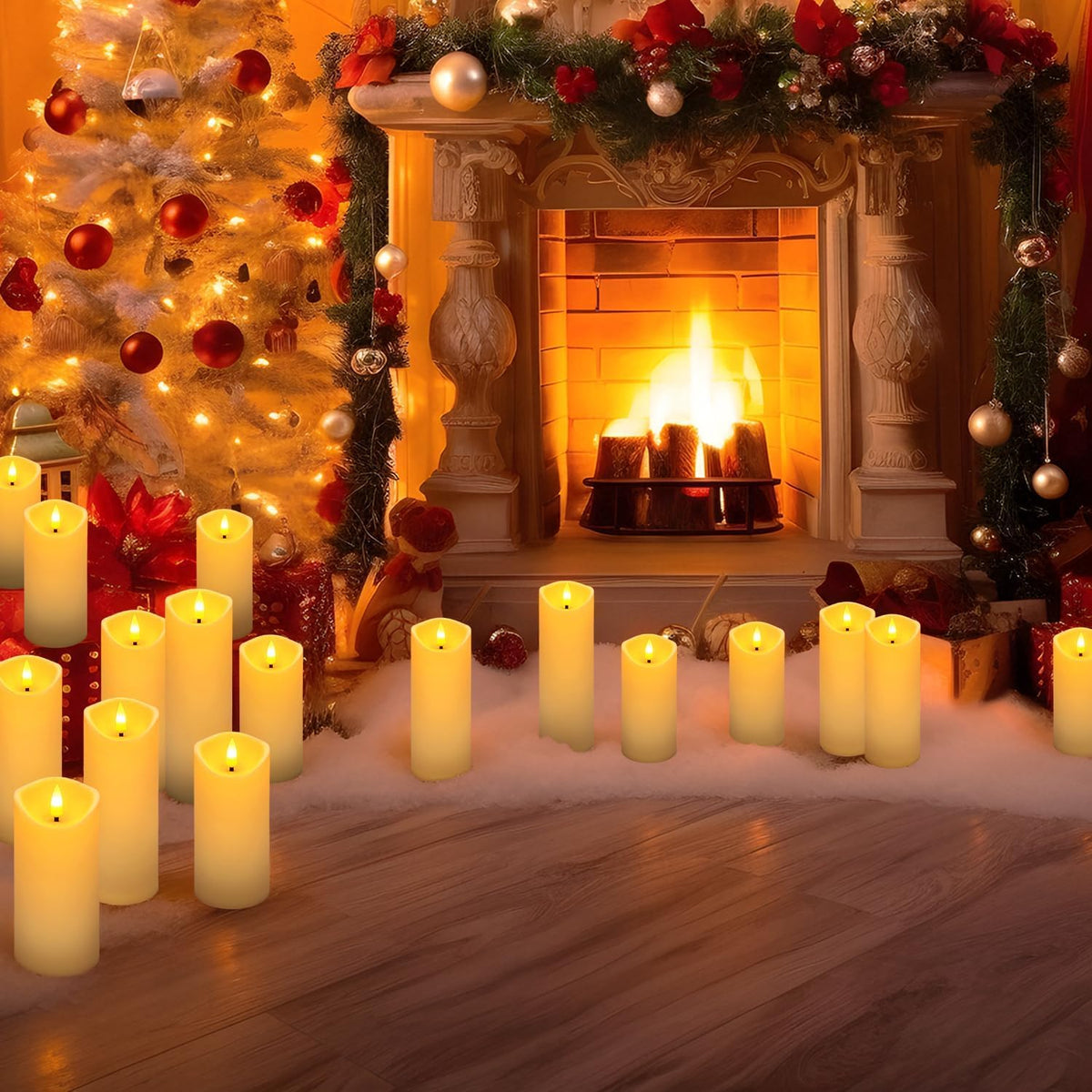 LIVEN Flickering Flameless Candles Battery Operated with Remote,Led Pillar Candles with Realistic Moving Wick Candles for Halloween,Christmas,Home Decor Pack of 12 (D2.2 xH 5" 6" 7")(White)