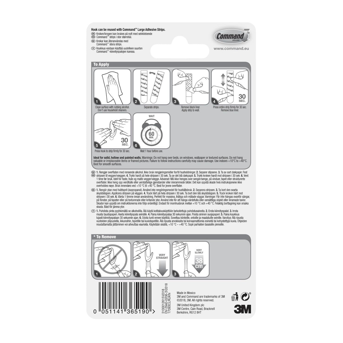 Command Small Hooks with Clear Strips, Pack of 2 Hooks + 4 Adhesive Strips, Transparent - Indoor Use - Suitable for Hanging Items up to 450 g - Damage Free Hanging