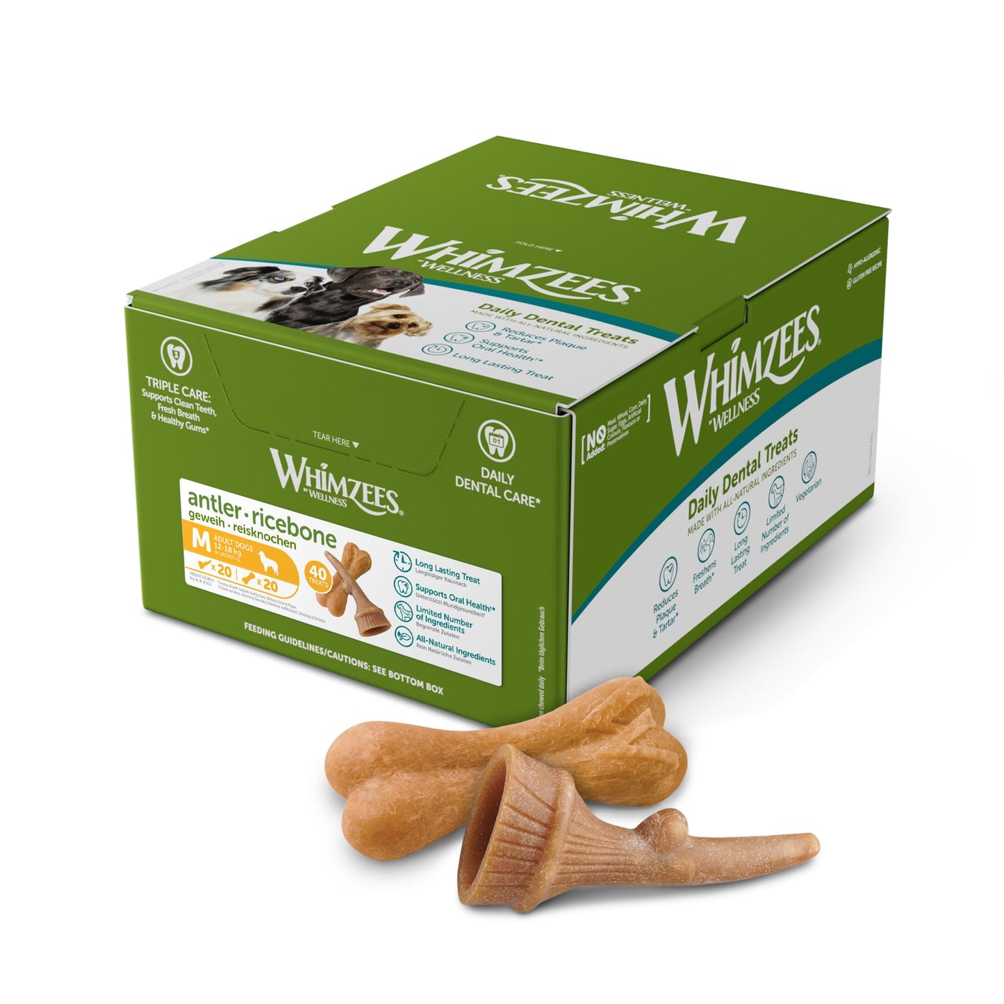 WHIMZEES Rice Bone M/L, 9 Pieces – Dog Dental Stix, Size M/L, Dog Dental Sticks for Medium and Large Breeds, Natural and Grain Free, Rawhide-Free, Vegetarian, No Added Sugar