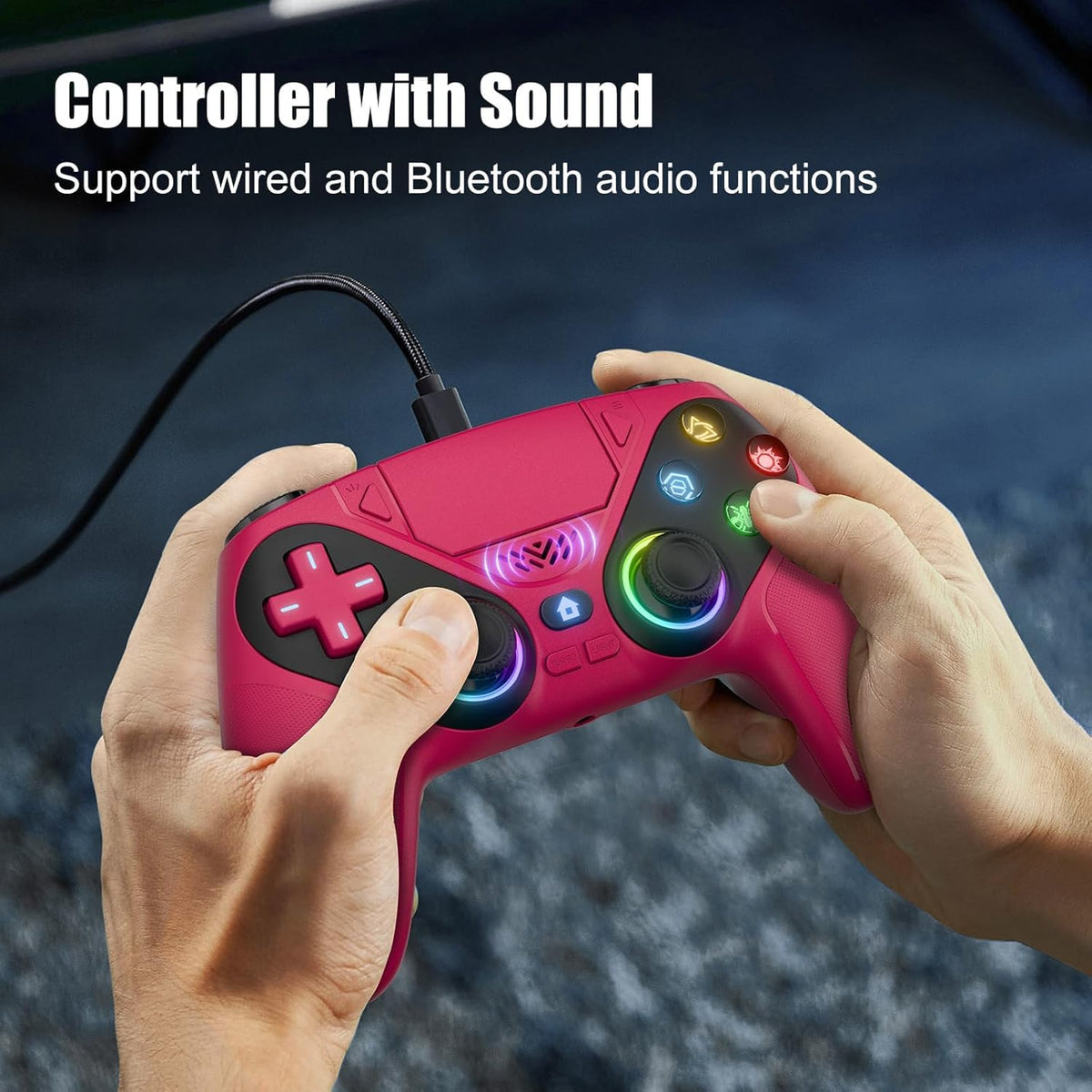 Nonbliep Wireless Controller for PS5/Slim/Pro/PC, Bluetooth Gamepad with Back Buttons, Speaker, Dual vibration, 6-Axis Sensor, Turbo, Macro, Touchpad and 3.5mm Audio Jack-Black