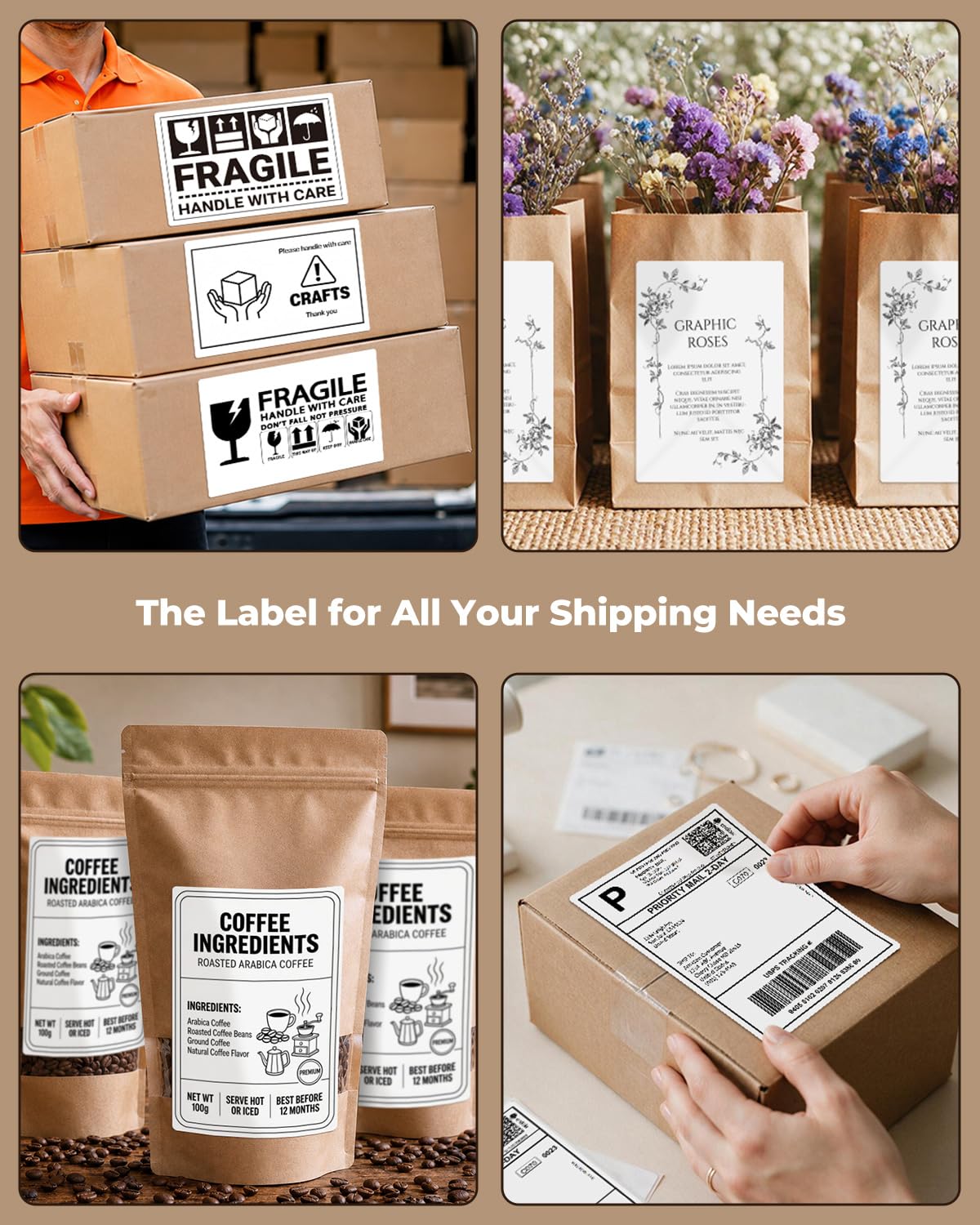 MUNBYN 4x6 Direct Thermal Labels, Fanfold Shipping Label Paper for Thermal Printer, Pack of 1000 Permanent Adhesive Labels for Shipping Packages