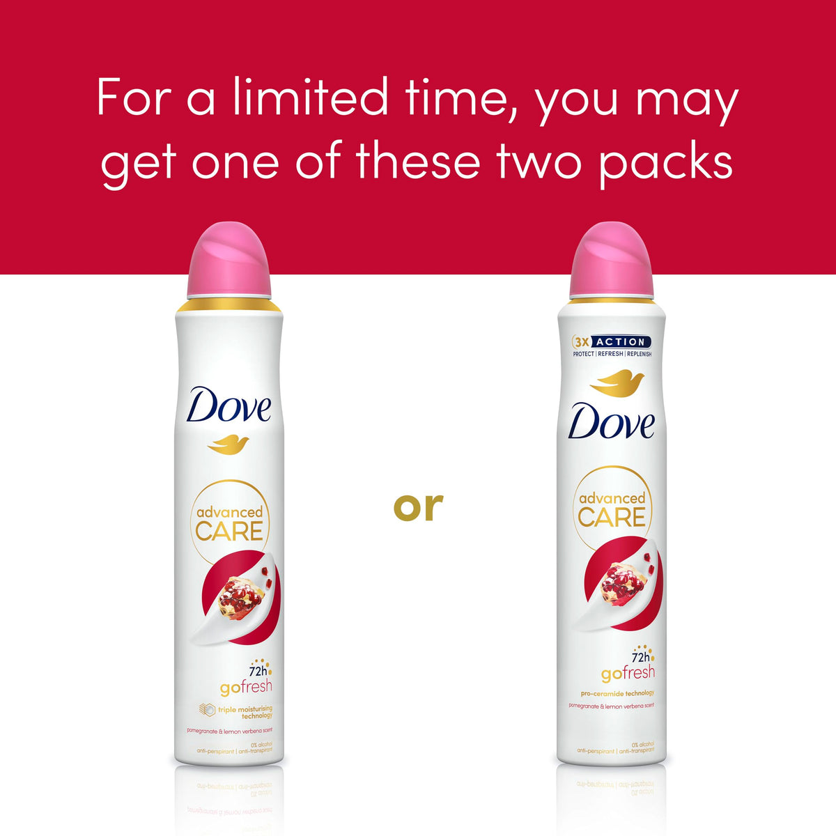 Dove Advanced Care Original Anti-perspirant Deodorant Spray with Triple Moisturising technology aerosol for 72 hours of protection 100 ml