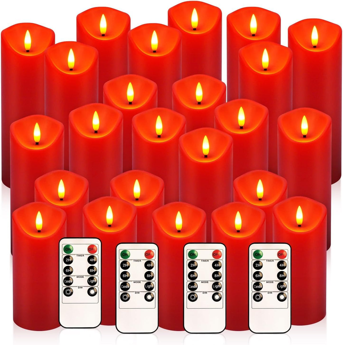 LIVEN Flickering Flameless Candles Battery Operated with Remote,Led Pillar Candles with Realistic Moving Wick Candles for Halloween,Christmas,Home Decor Pack of 12 (D2.2 xH 5" 6" 7")(White)