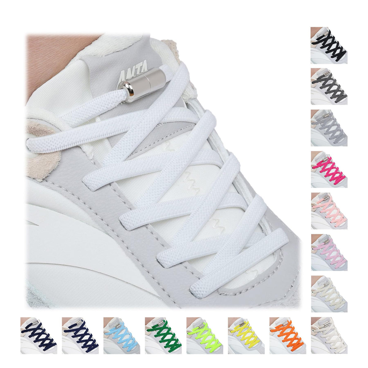 Handshop 2 Pairs Elastic Laces, No Tie Shoelaces for Trainers