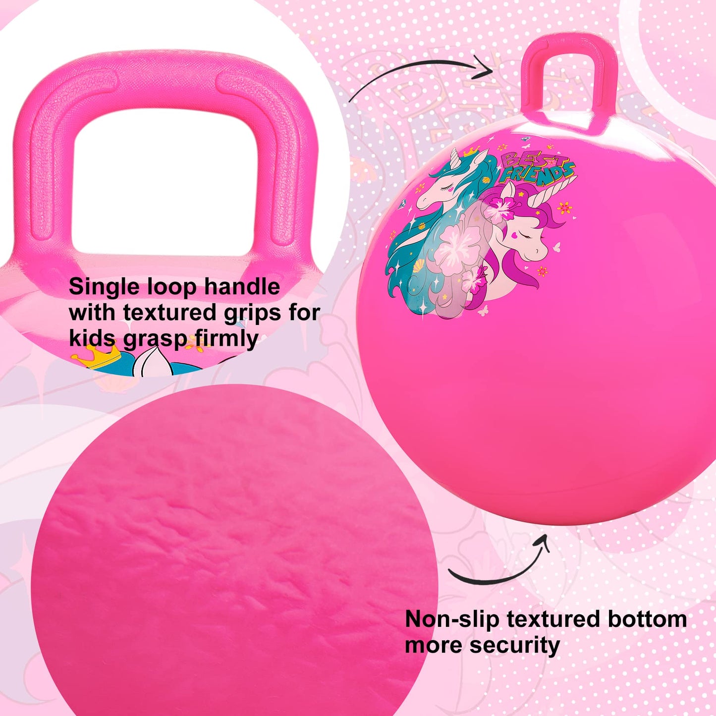 Vastoy 20 Inch Space Hopper Ball for Kids 6-9 Years - Anti-Slip Space Hopper with Hand Pump, Bouncy Inflatable Ride On Toy for Indoor Outdoor Fun, for Children (Blue Eyes)