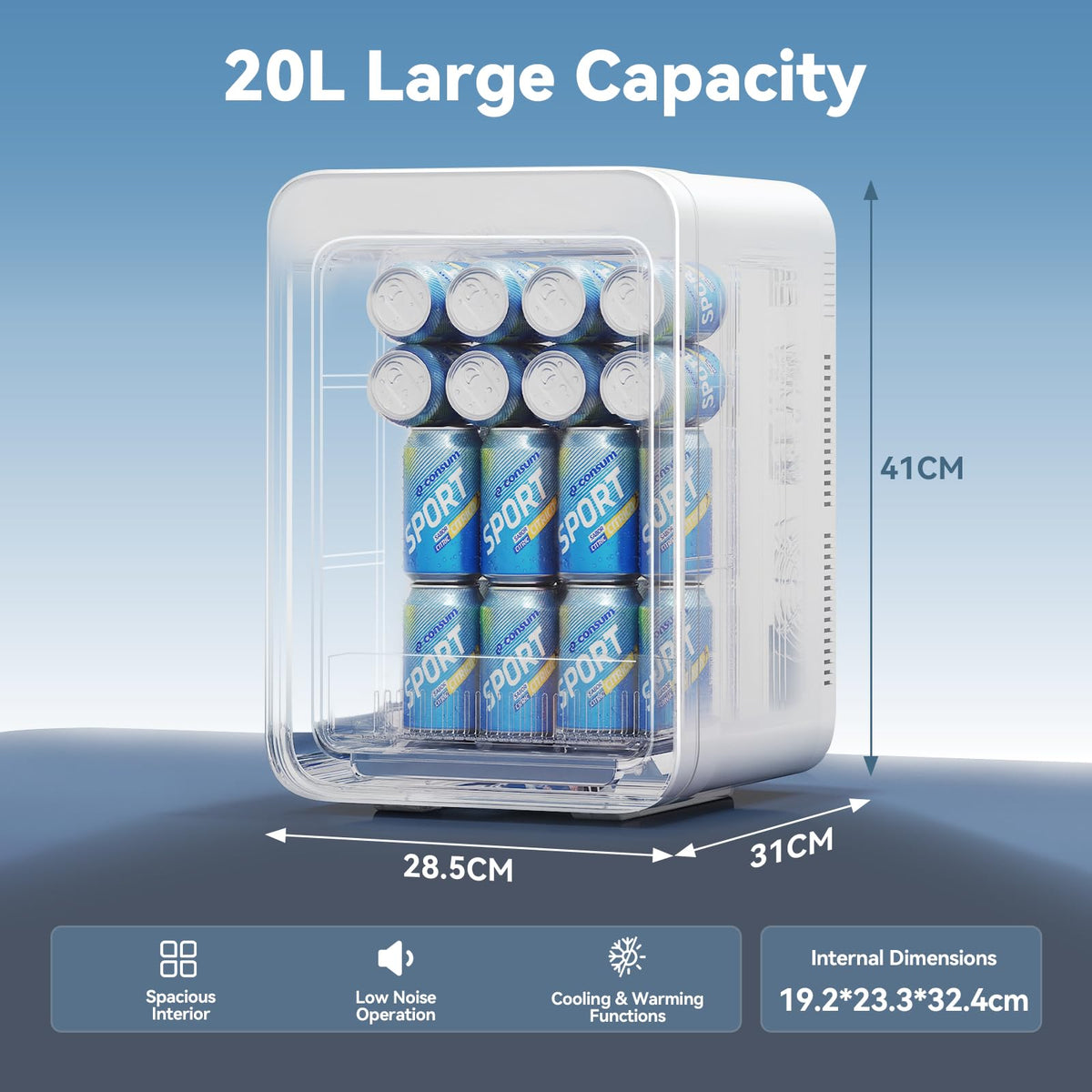 ARTETHYS Mini Fridge for Bedrooms, 20L Small Car Fridges