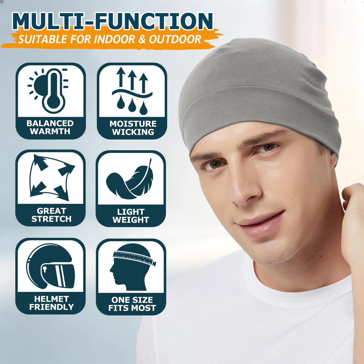 EINSKEY 100% Cotton Skull Caps for Men, Multipurpose Daily Wear Beanie Hat