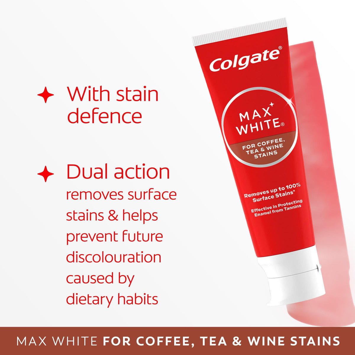 Colgate Max White Purple Reveal Teeth Whitening Toothpaste - Clinically Proven to Remove up to 100% of Surface Stains** - Fluoride Toothpaste - Colgate Multipack - 4 X 75ml