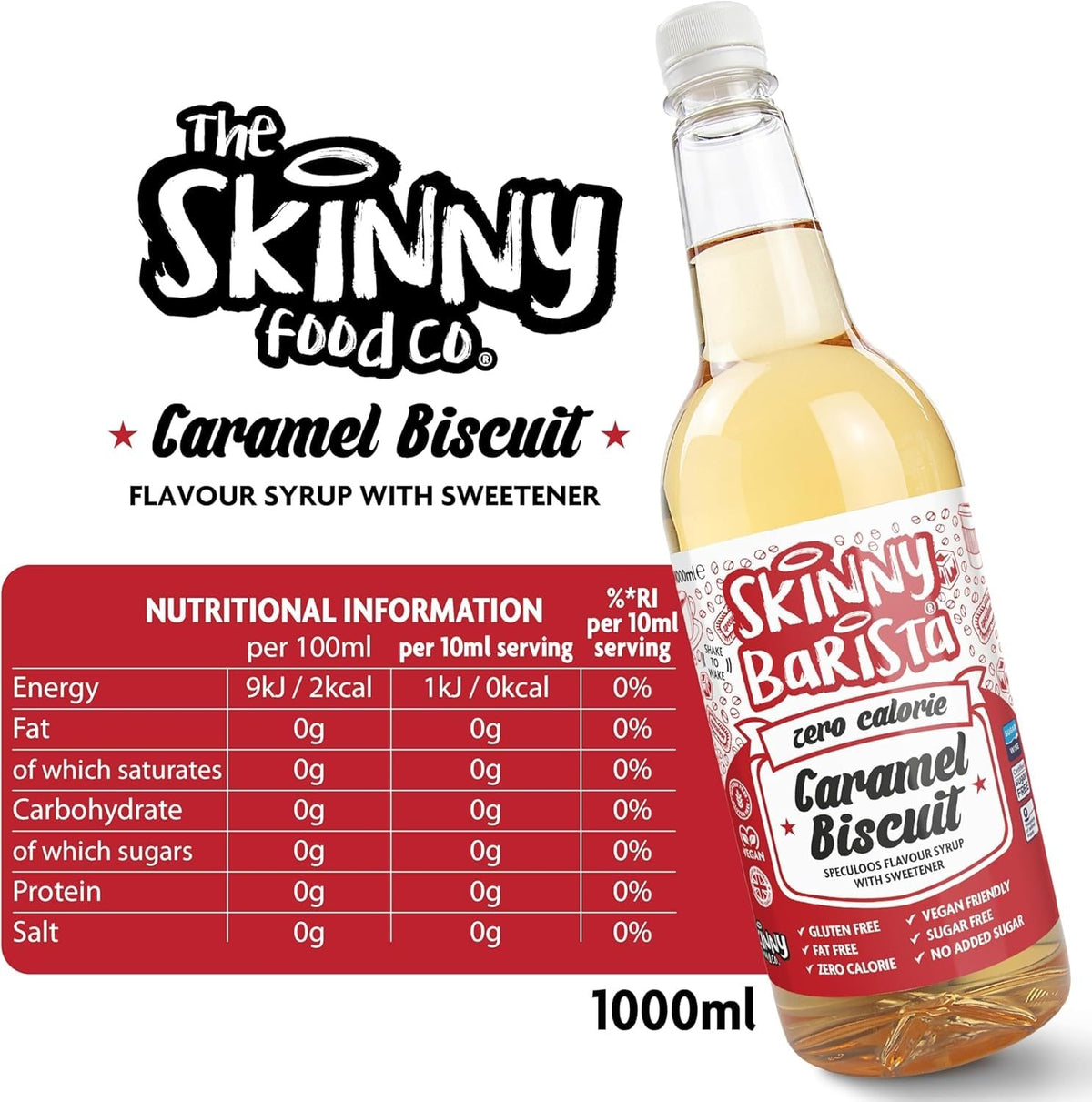 Skinny Food Co Butterscotch Syrup Zero Calorie 1L - Sugar Free Coffee Syrup