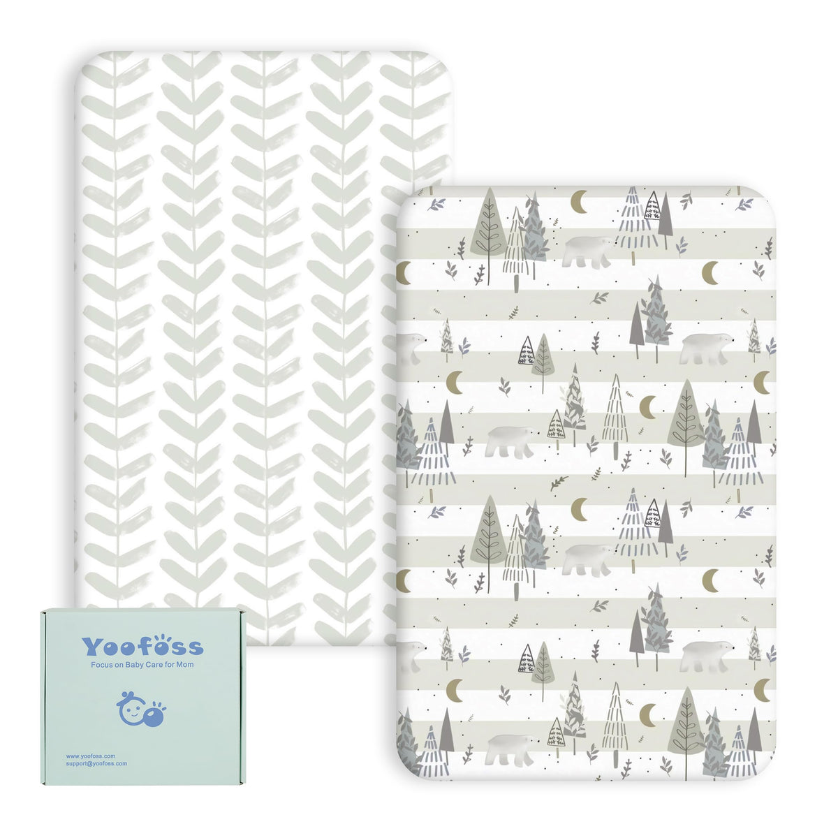 Yoofoss Moses Basket Sheets 41 x 84 cm, Fitted Soft & Breathable Microfiber Pram Sheet for Newborn Baby Boy and Girl, Crib Bassinet Mattress Protector Snuzpod Bedside 2 Pack