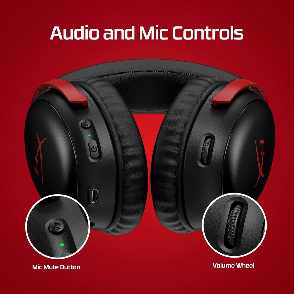 HyperX Cloud III – Wired Gaming Headset, PC, PS5, Xbox Series X|S, Angled 53mm Drivers, DTS, Memory Foam, Durable Frame, Ultra-Clear 10mm Mic, USB-C, USB-A, 3.5mm, Black/Red