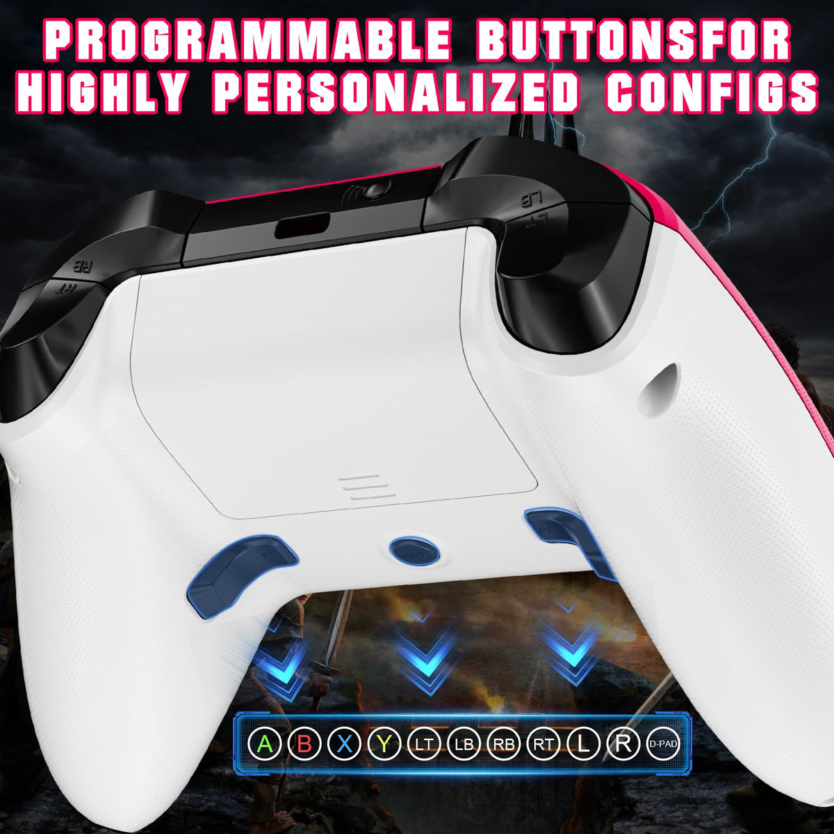 Dinosoo RGB Wireless Controller for PS5/Pro/Slim & PCs, Bluetooth Gamepad with Back Buttons, Touchpad, Macro, Turbo, Dual Vibration, 6-Axis Sensor, Speaker, 3.5mm Audio Jack,White