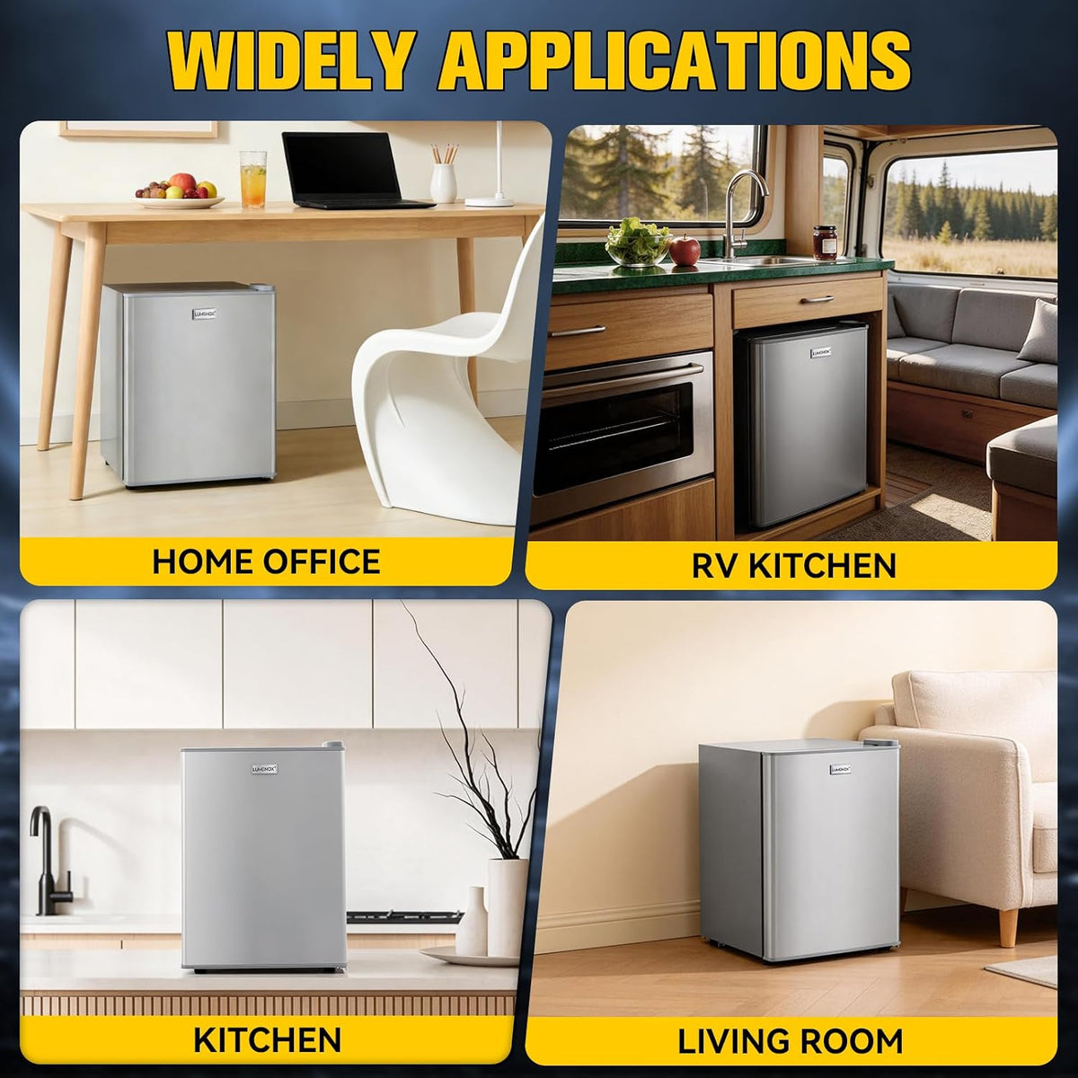 58L Table Top Mini Fridge, 7-Level Temperature Control (6 to18°C), 43dB Quiet, LED Light, for Bedroom, Office & Kitchen [Energy Class E]