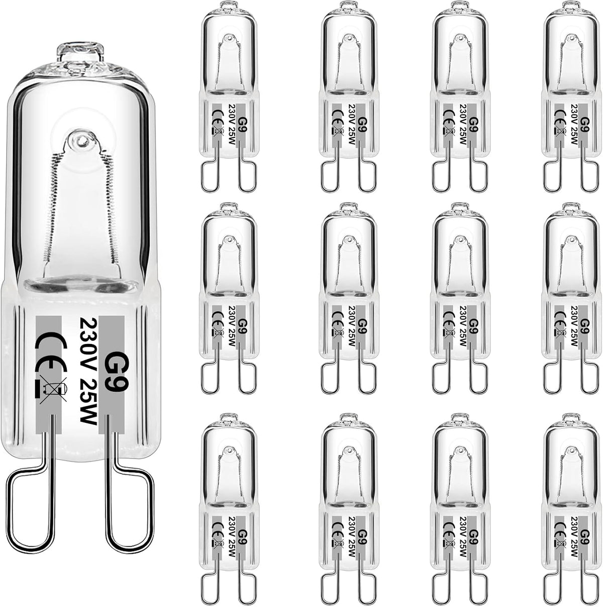 WeshLMPO G9 Halogen Bulbs 25W G9 Bulb Warm White 230V Dimmable for Oven 300 Degrees 12 Pcs