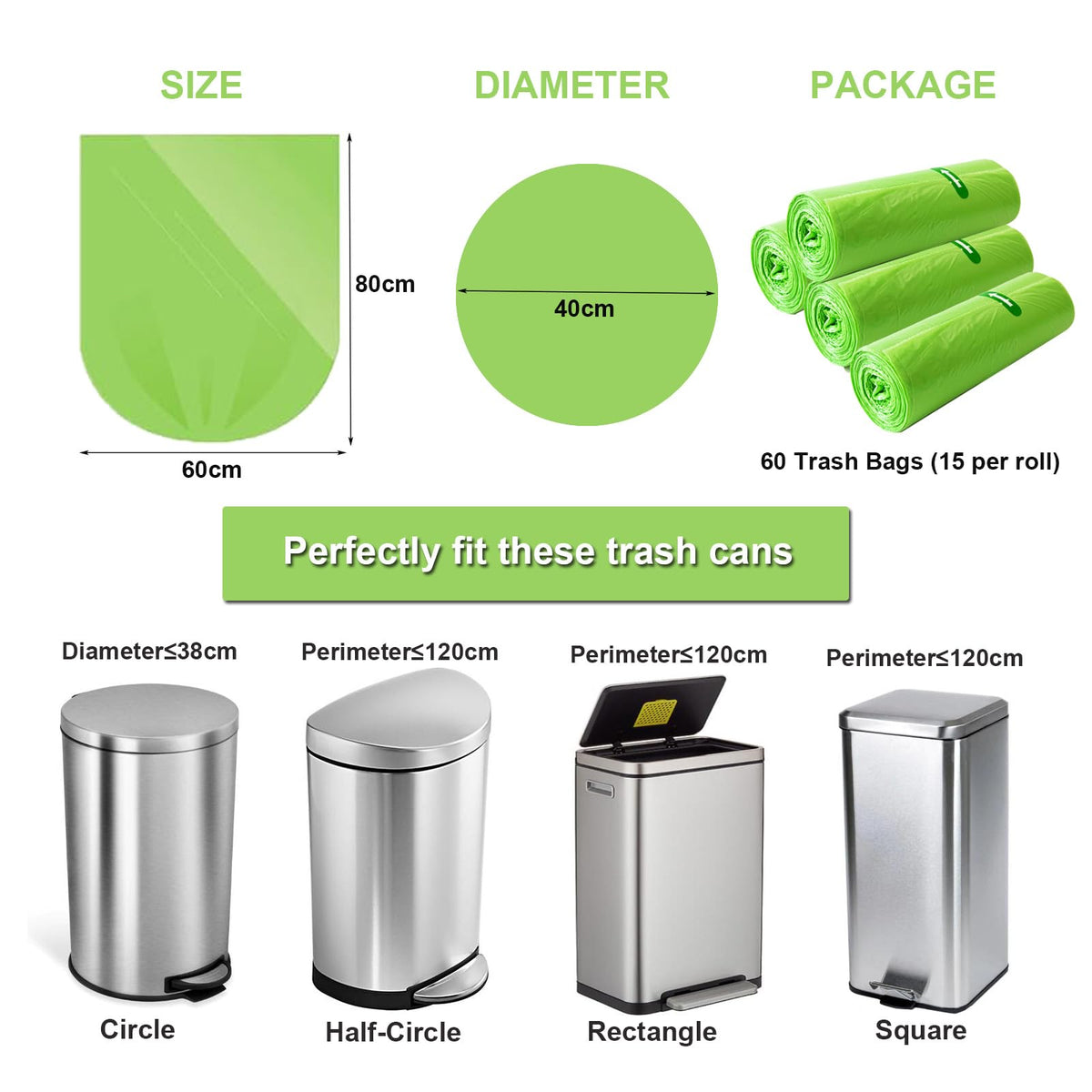 KITBEST 10L Biodegradable Bin Liners 120 Count Food Waste Trash Bags Small
