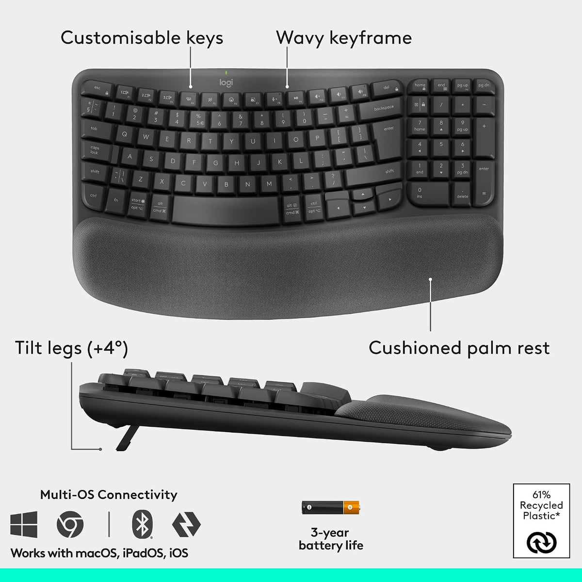 Logitech Wave Keys & Lift Vertical Mouse
