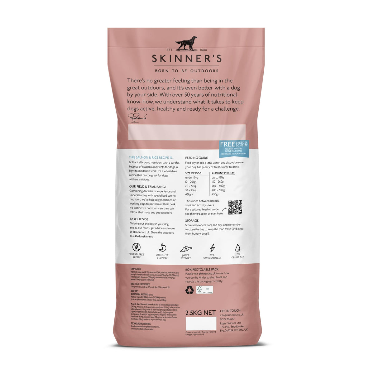 Skinners Field & Trial Salmon & Rice 15kg, Complete Dry Adult Working Dog Food, Gentle Digestion, Glossy Coat