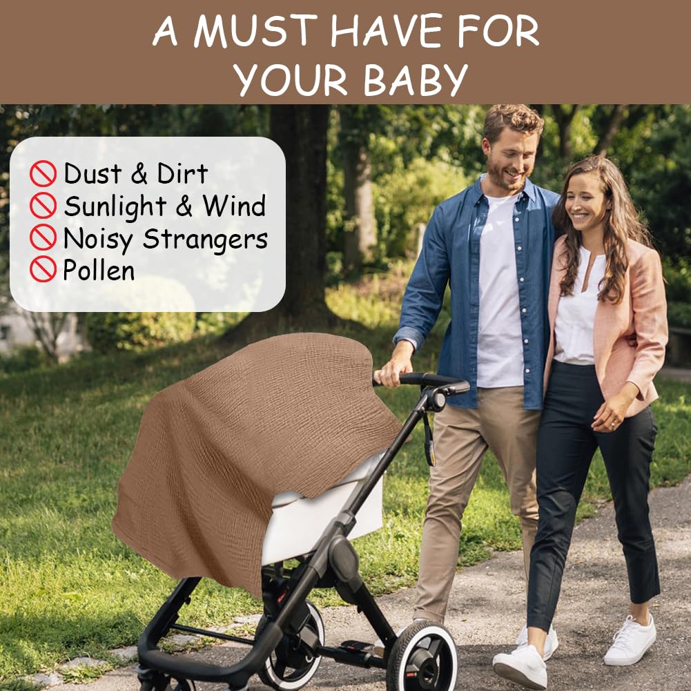 Aolso Breastfeeding Cover Nursing Cover, Muslin Cotton Soft Breathable Nursing Cover, Adjustable Strap Breast Feeding Coverall for Car Seat Blanket and Stroller Coverall (Green)