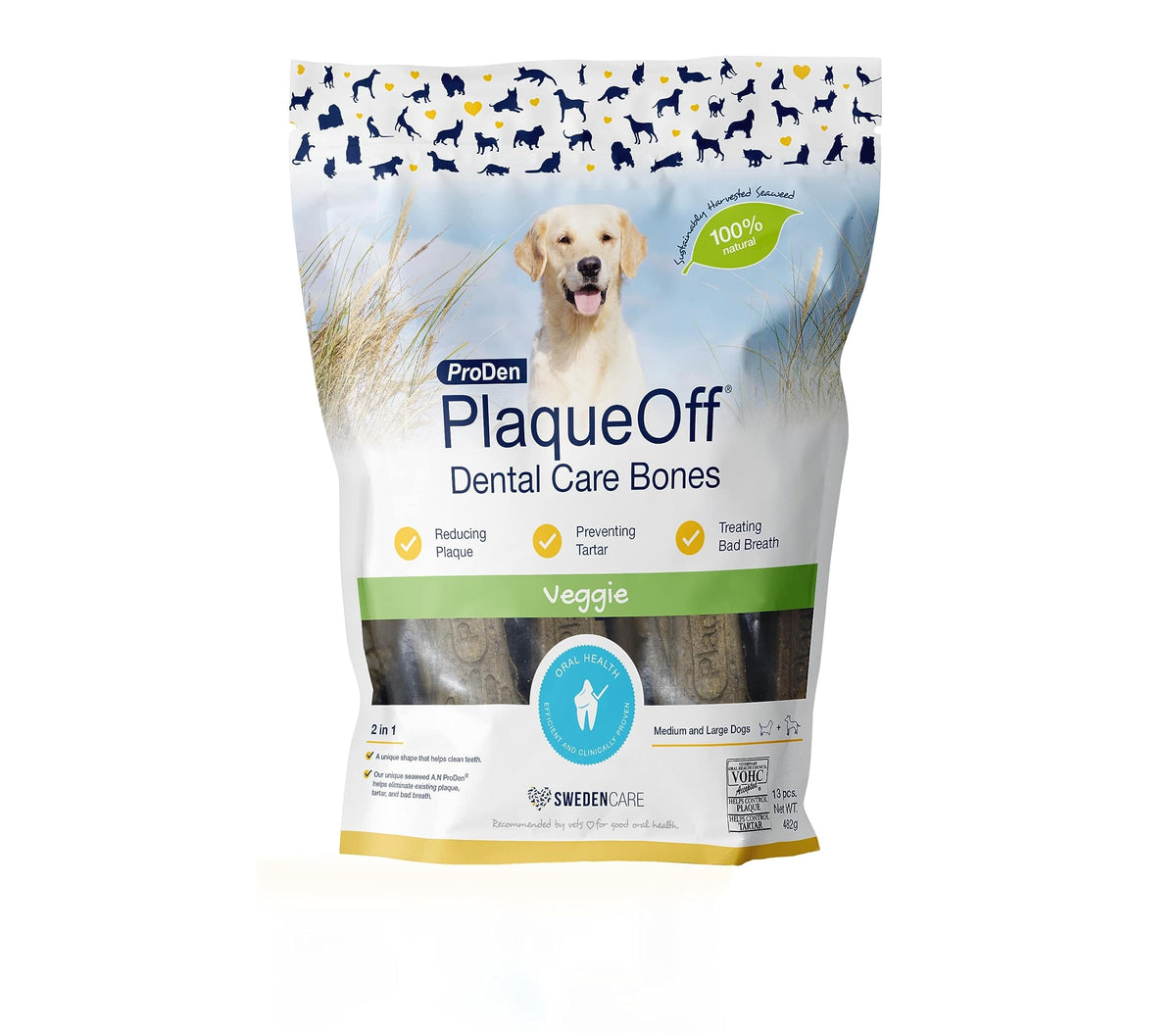ProDen PlaqueOff 13 Dental Bones for Medium & Large Dogs, Chicken & Pumpkin